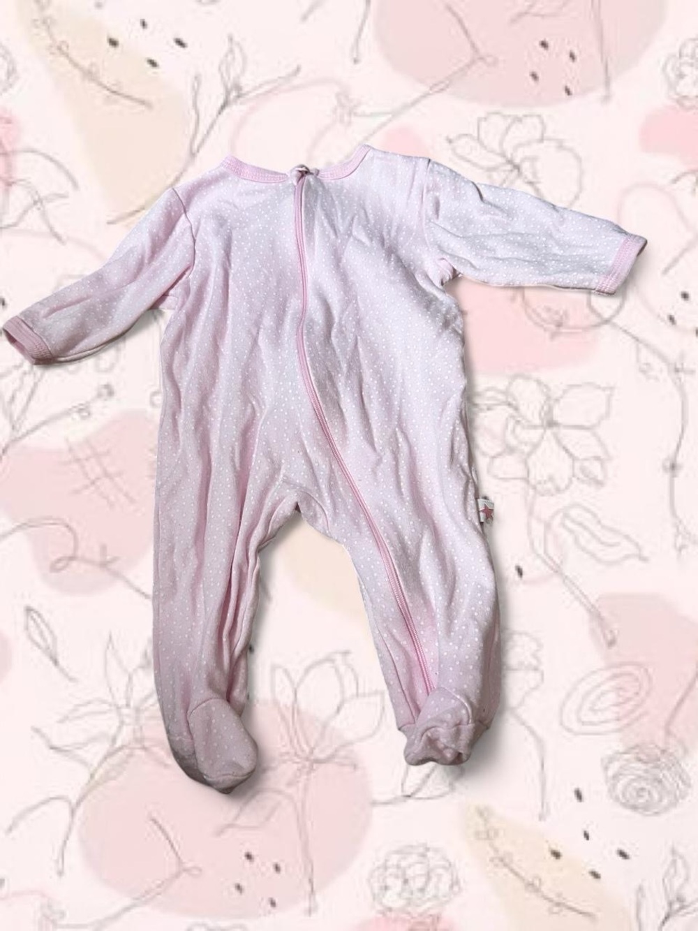 Pink Baby Footed One-Piece Sleepwear - Soft Polka Dot